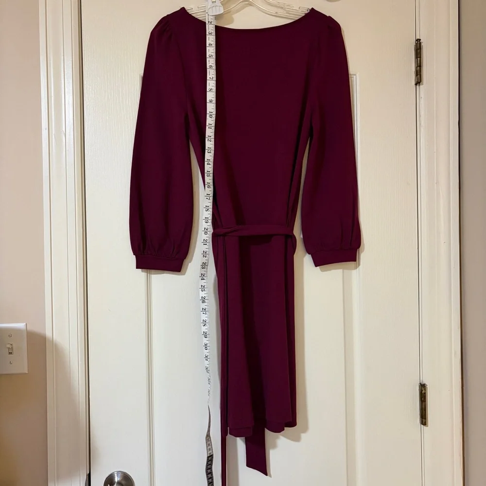Boden Burgundy Dress with Belt - Picture 4 of 12